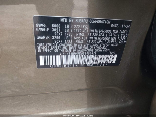 2025 SUBARU ASCENT 4S4WMAWD9S3401879 Photo 8