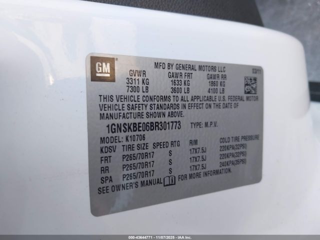 2011 CHEVROLET TAHOE 1GNSKBE06BR301773 Photo 8