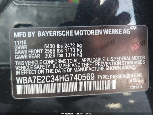 2017 BMW 740I WBA7E2C34HG740569 Photo 8