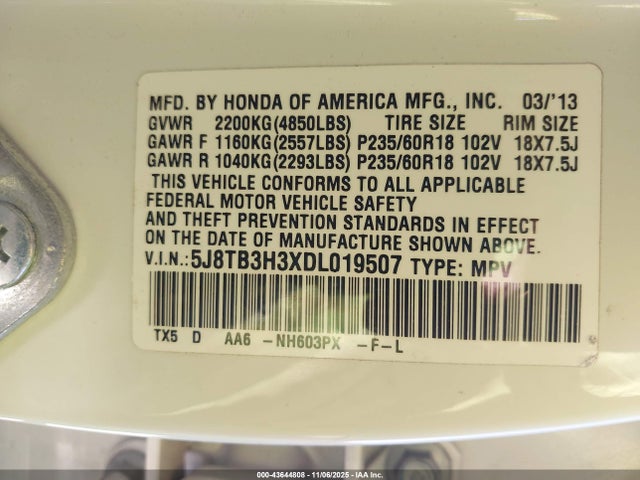2013 ACURA RDX 5J8TB3H3XDL019507 Photo 8