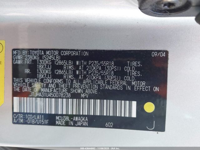 2005 LEXUS RX 330 JTJHA31U450078238 Photo 8