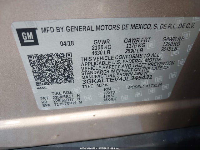 3GKALTEV4JL345431 GMC Terrain Sle