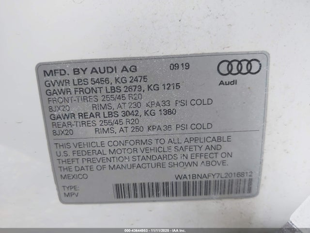 2020 AUDI Q5 WA1BNAFY7L2016812 Photo 8