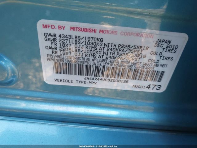2011 MITSUBISHI OUTLANDER SPORT JA4AR4AU0BZ008126 Photo 8
