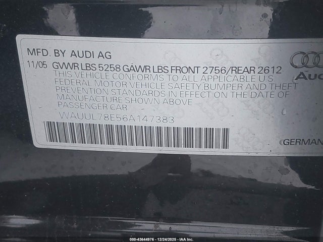 2006 AUDI S4 WAUUL78E56A147383 Photo 8