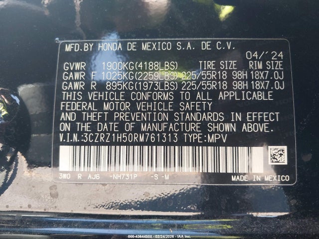2024 HONDA HR-V 3CZRZ1H50RM761313 Photo 8