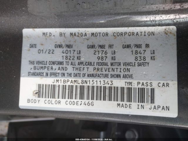 2022 MAZDA MAZDA3 JM1BPAML8N1511343 Photo 8