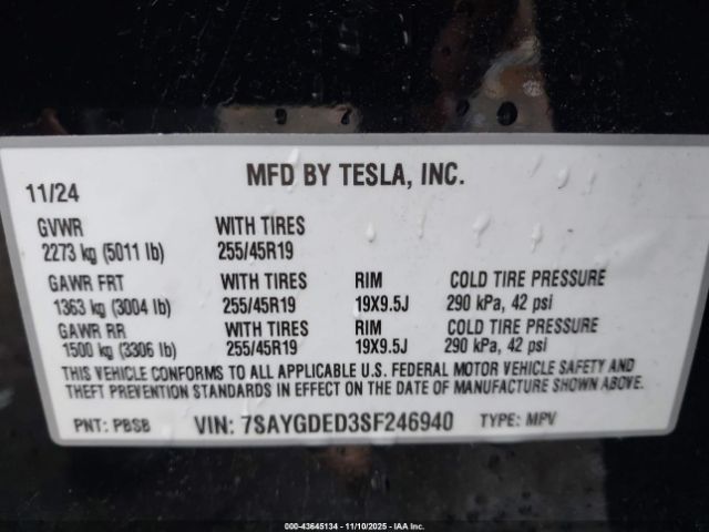 2025 TESLA MODEL Y 7SAYGDED3SF246940 Photo 8
