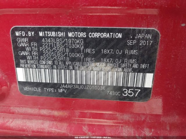 2018 MITSUBISHI OUTLANDER SPORT JA4AP3AU0JZ010036 Photo 8