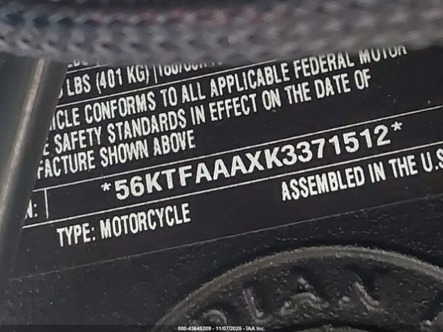 2019 INDIAN MOTORCYCLE CO. CHIEFTAIN 56KTFAAAXK3371512 Photo 9