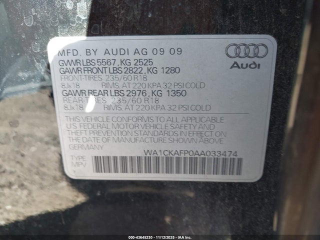 2010 AUDI Q5 WA1CKAFP0AA033474 Photo 8