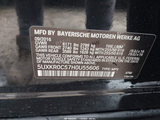 2017 Bmw X5 Xdrive35i მანქანა იყიდება აუქციონზე, vin: 5UXKR0C57H0U55606, აუქციონის ნომერი: 43645260