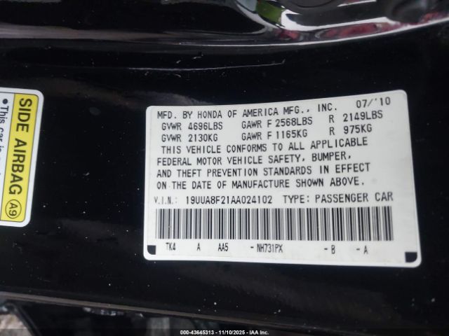 2010 ACURA TL 19UUA8F21AA024102 Photo 8