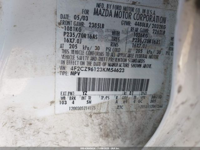 2003 MAZDA TRIBUTE 4F2CZ96123KM54623 Photo 8