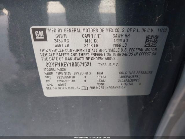 2011 CADILLAC SRX 3GYFNAEY1BS571521 Photo 8