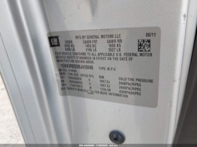 2011 GMC ACADIA 1GKKVRED2BJ416840 Photo 8