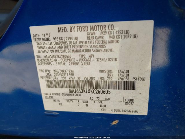 2019 FORD ECOSPORT MAJ6S3KLXKC260605 Photo 8