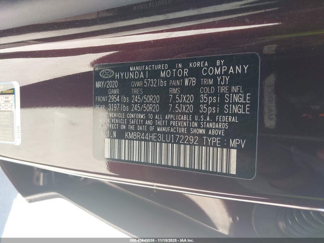 KM8R44HE3LU172292 Hyundai Palisade Sel