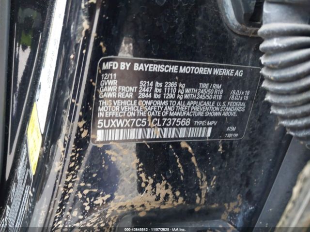2012 BMW X3 5UXWX7C51CL737568 Photo 8