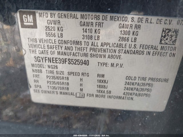 2015 CADILLAC SRX 3GYFNEE39FS525940 Photo 8