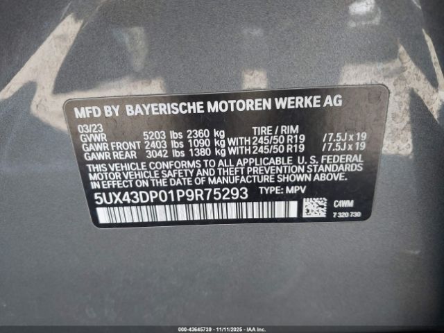 2023 BMW X3 5UX43DP01P9R75293 Photo 8