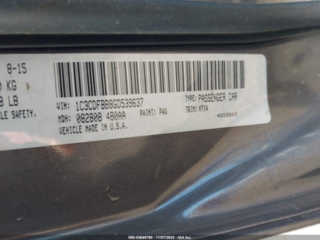 2016 DODGE DART 1C3CDFBB8GD539637 Photo 8