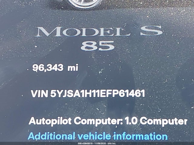 Aukcja sprzedaży 2014 Tesla Model S P85, vin: 5YJSA1H11EFP61461, numer aukcji: 43645819