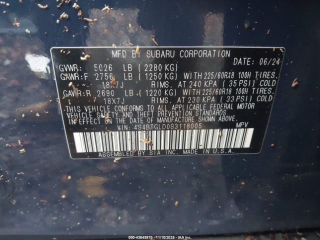 2025 SUBARU OUTBACK 4S4BTGLD0S3118005 Photo 8