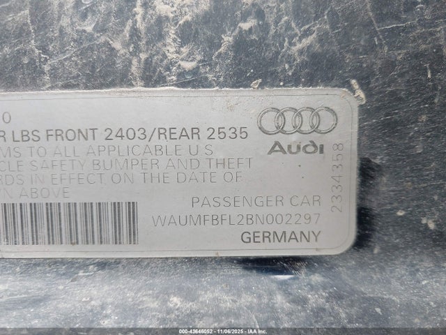 2011 AUDI A4 WAUMFBFL2BN002297 Photo 8