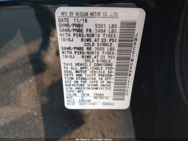 2017 INFINITI QX70 JN8CS1MU9HM141703 Photo 8