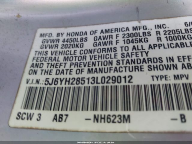 2003 HONDA ELEMENT 5J6YH28513L029012 Photo 8