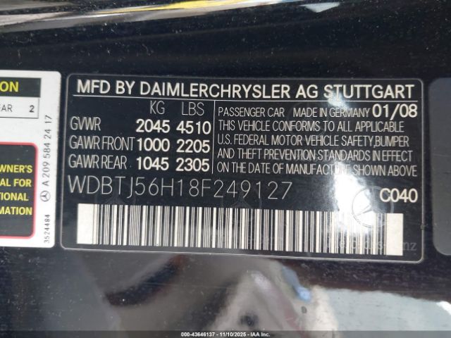 2008 MERCEDES-BENZ CLK 350 WDBTJ56H18F249127 Photo 8