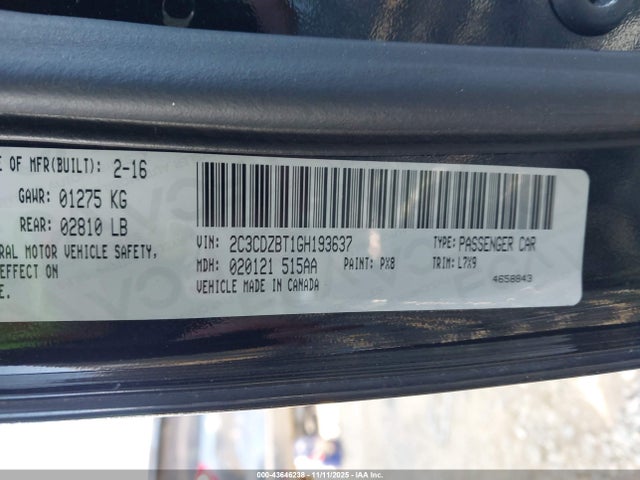 43646238 :رقم المزاد ، 2C3CDZBT1GH193637 vin ، 2016 Dodge Challenger R/t مزاد بيع