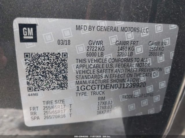 2018 CHEVROLET COLORADO 1GCGTDEN0J1239920 Photo 8