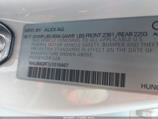 2018 AUDI A3 WAUB8GFF7J1016467 Photo 8