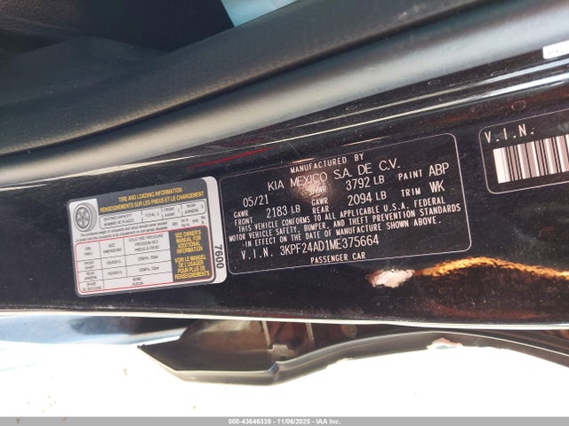 3KPF24AD1ME375664 KIA FORTE FE