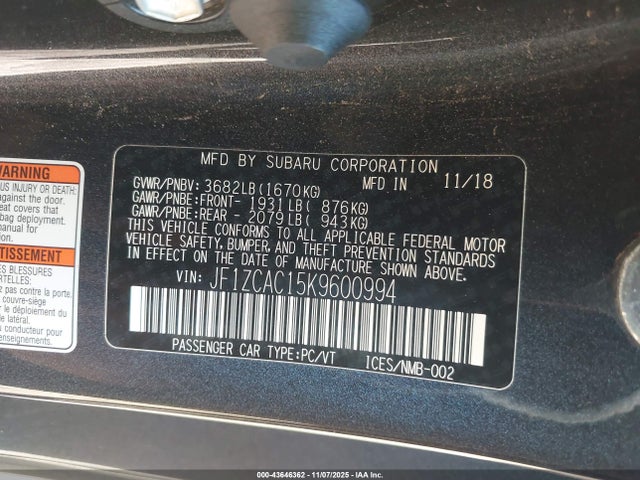 Subaru Brz Limited 2019 JF1ZCAC15K9600994 Image 9