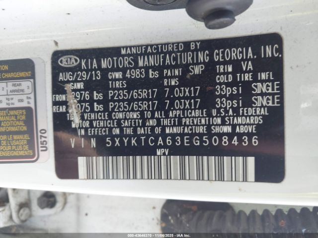 2014 KIA SORENTO 5XYKTCA63EG508436 Photo 8