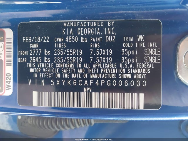 Продажа на аукционе авто 2023 Kia Sportage X-line, vin: 5XYK6CAF4PG006030, номер лота: 43646381