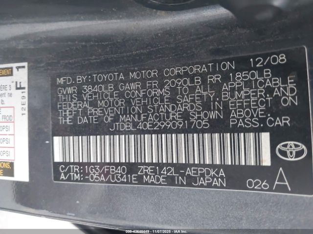2009 TOYOTA COROLLA JTDBL40E299091705 Photo 8