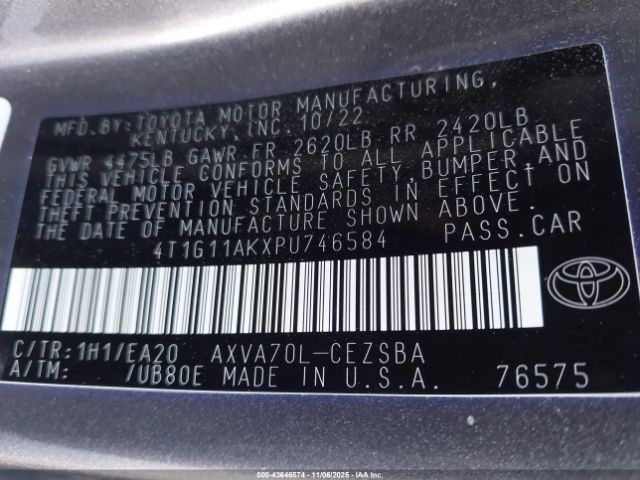2023 TOYOTA CAMRY 4T1G11AKXPU746584 Photo 8
