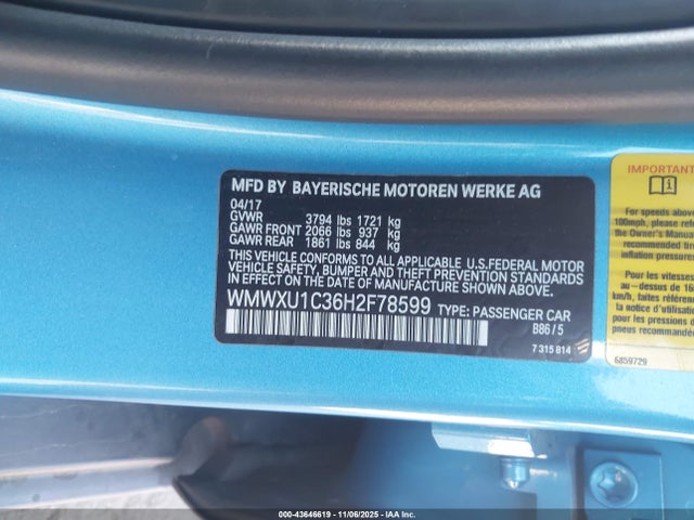 2017 MINI HARDTOP WMWXU1C36H2F78599 Photo 8