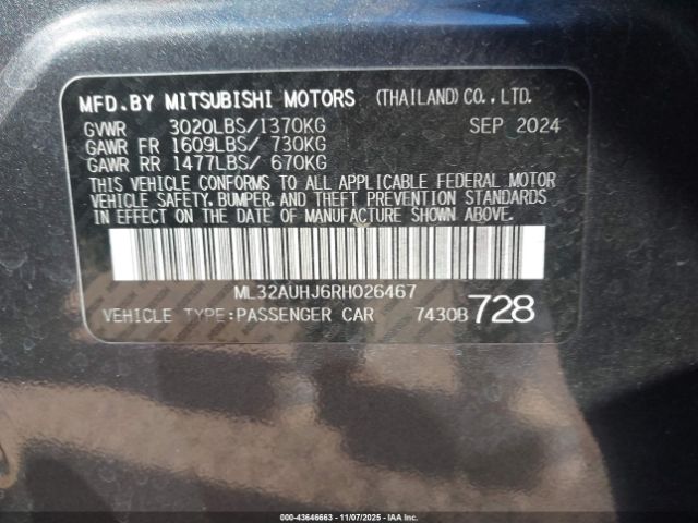 2024 MITSUBISHI MIRAGE ML32AUHJ6RH026467 Photo 8