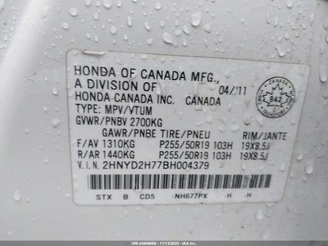 2011 ACURA MDX 2HNYD2H77BH004379 Photo 8