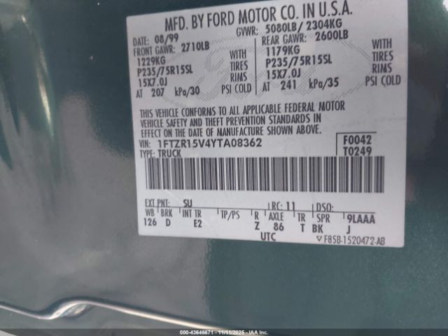 2000 FORD RANGER 1FTZR15V4YTA08362 Photo 8