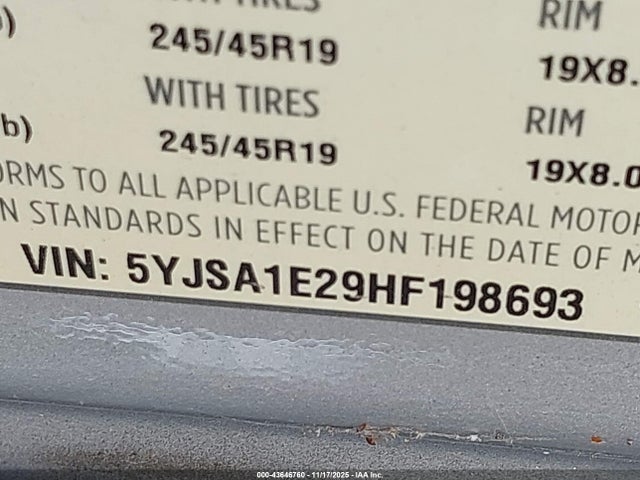 2017 TESLA MODEL S 5YJSA1E29HF198693 Photo 8