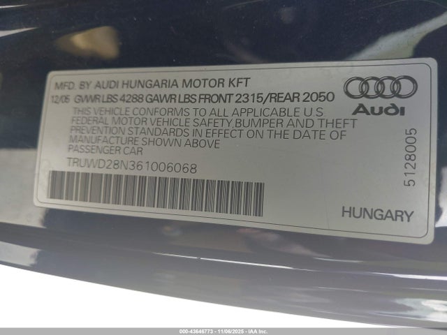 2006 AUDI TT TRUWD28N361006068 Photo 8