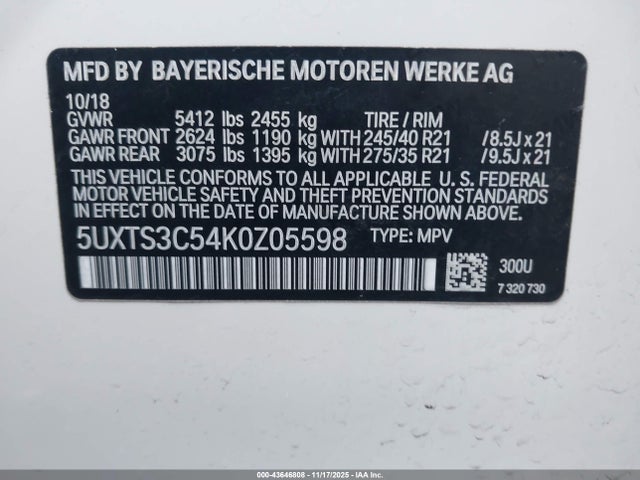 5UXTS3C54K0Z05598 BMW X3 M40i