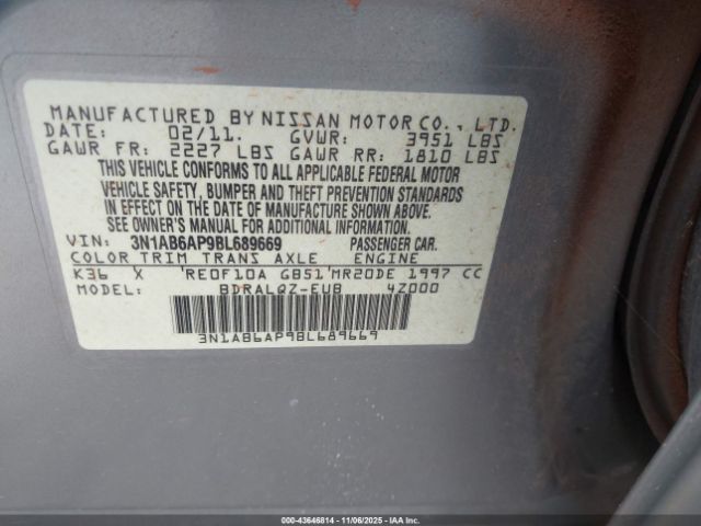 2011 NISSAN SENTRA 3N1AB6AP9BL689669 Photo 8