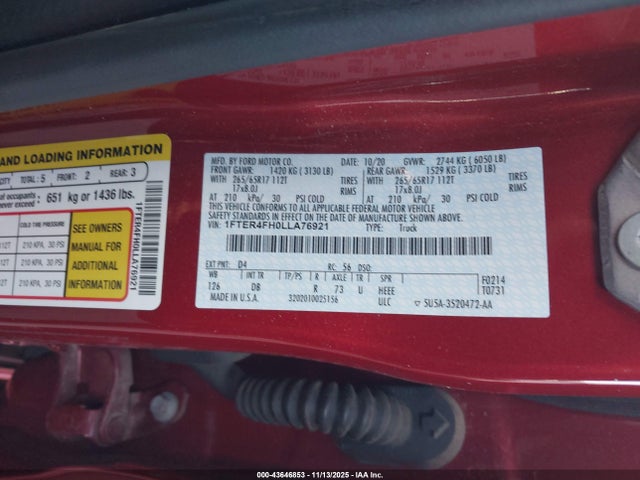 1FTER4FH0LLA76921 Ford Ranger Lariat